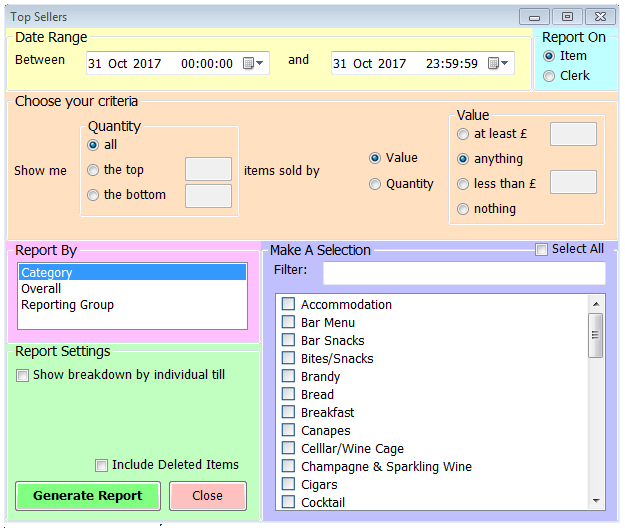 Top Sellers Form