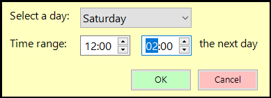 shows pop up box for adding a time range