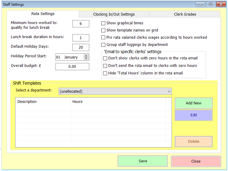 Shows rota settings tab in staff settings