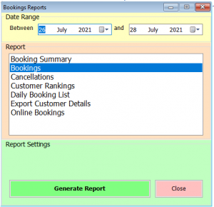 Bookings Report - Active Workspace