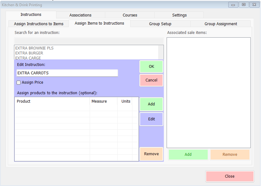 shows editing screen for kitchen instruction