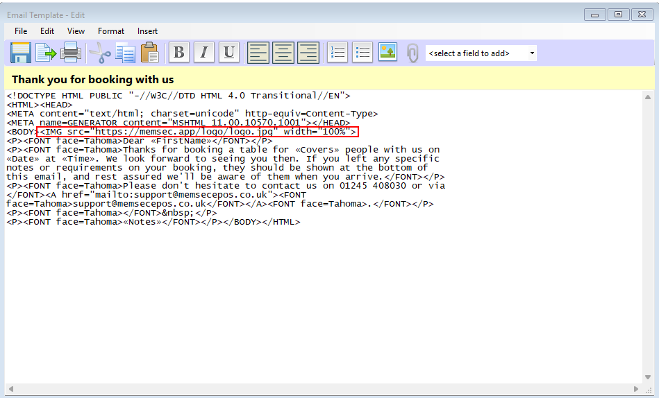 shows HTML view of template above