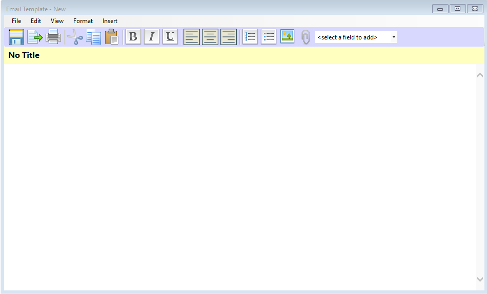 shows a blank email template ready for editing